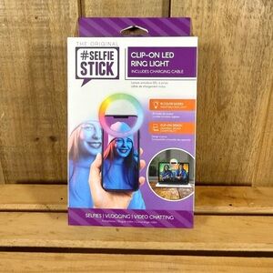 The Original # Selfie Stick Phone Clip On Led Ring Light Charging Cable Open Box